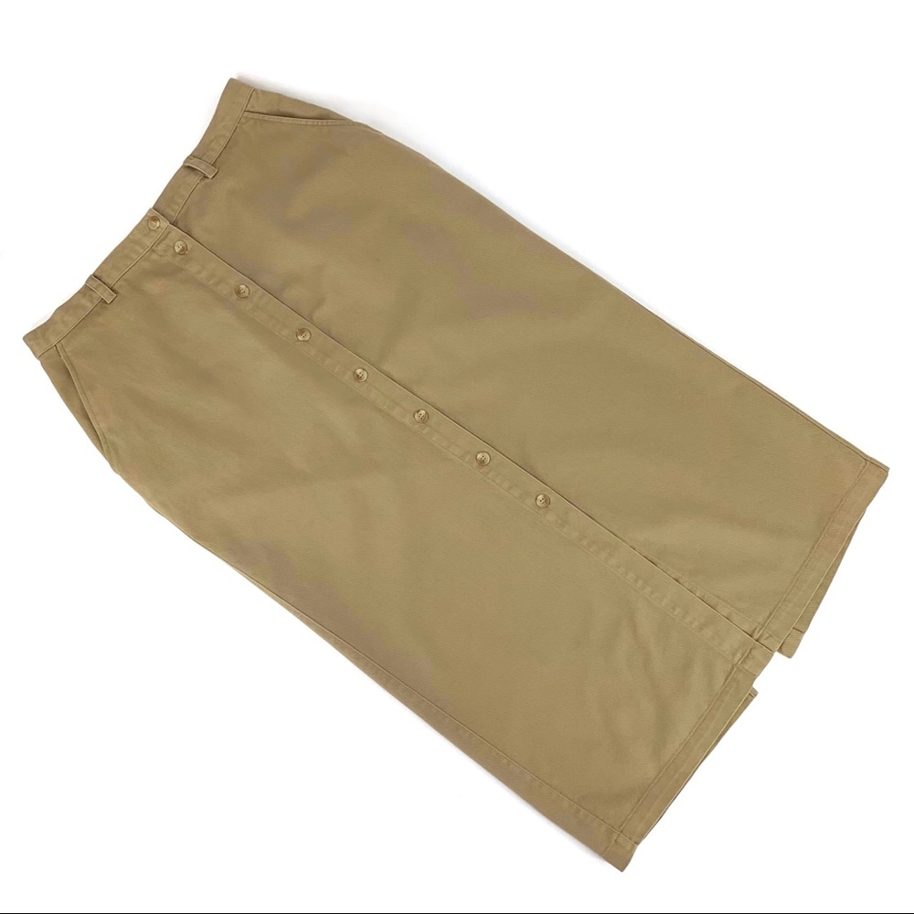 Jones New York Sport Beige Cotton Twill Button Front Midi Skirt, 14